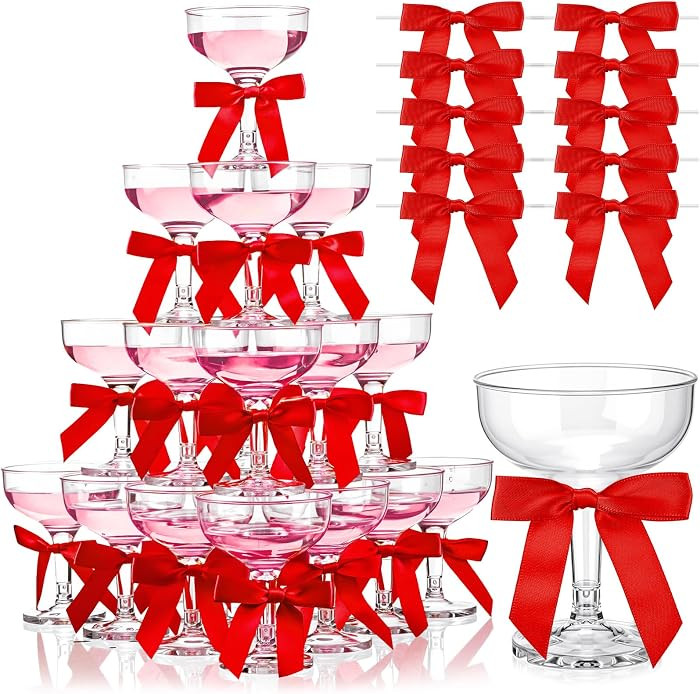 Zopeal Plastic Martini Glasses 5 oz Champagne Cups Margarita Cocktail Glasses with Bow 2.8 Inch f... | Amazon (US)