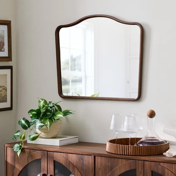Better Homes & Gardens French Heritage 29x24 Walnut Large Wall Mirror for Living Room | Walmart (US)