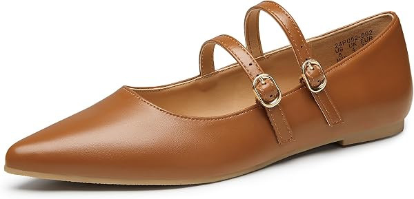 Trary Flats for Women Mary Jane Shoes Women Closed Pointed Toe Ballet Flats Comfortable Slip on D... | Amazon (US)