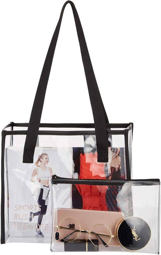 MAY TREE Clear Tote Bag, Clear Bag Stadium Approved + Clear Purse, Great for Sports Games, Work, ... | Amazon (US)