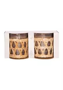 Set of 2 Rattan Double Old Fashioned 12 Ounce Glasses | Belk