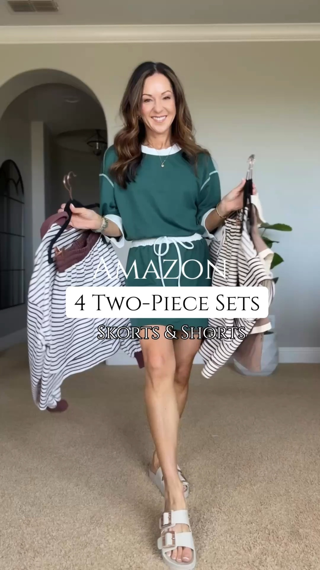 ring and summer skort & short sets all size small. For reference I’m 5’1”, 107lbs. I’ll run true to size. These are all a little big on me because I’m truly an extra small. 
Slides TTS


#LTKOver40 #LTKootd #LTKSaleAlert