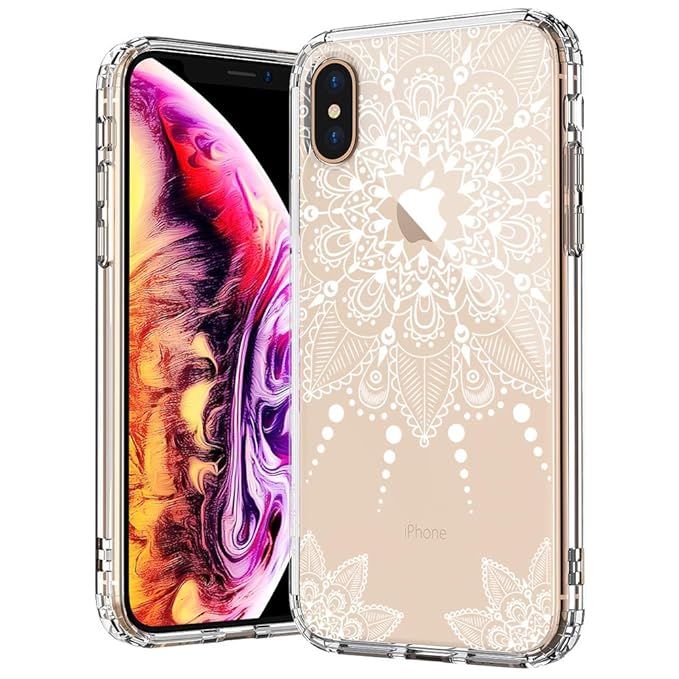 MOSNOVO Case for iPhone Xs/iPhone X, White Henna Mandala Lace Floral Clear Design Printed Transpa... | Amazon (US)