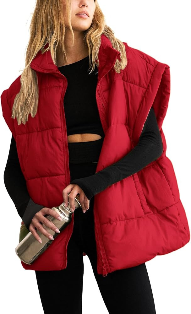 APAFES Puffer Vest Women Oversized Sleeveless Quilted Jacket | Amazon (US)
