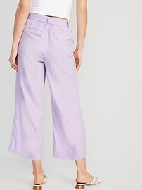 High-Waisted Linen-Blend Cropped Wide-Leg Pants for Women | Old Navy (US)