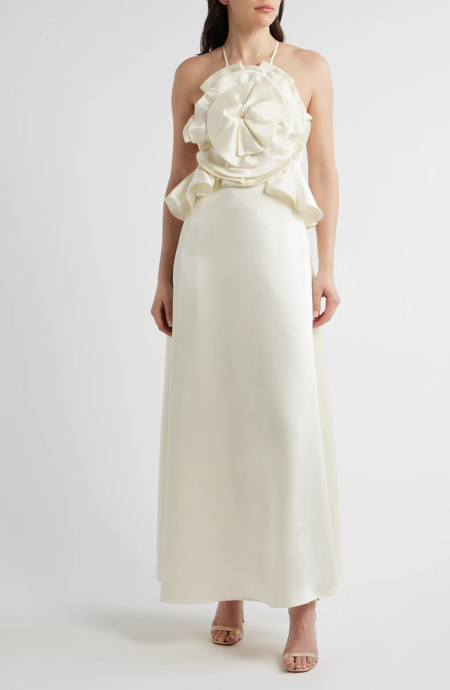 Tashi Rosette Bodice Satin Gown | Nordstrom