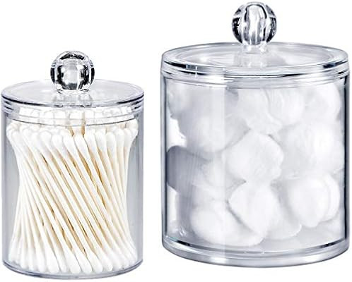 Qtip Dispenser Holder Bathroom Vanity Organizer Apothecary Jars Canister Set for Cotton Ball,Cott... | Amazon (US)