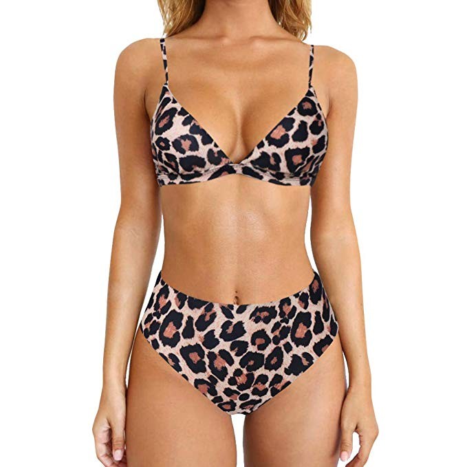 MOSHENGQI Women Animal Printed Swimsuit High Waist Bikini Set with Cheeky Thong Bottom | Amazon (US)