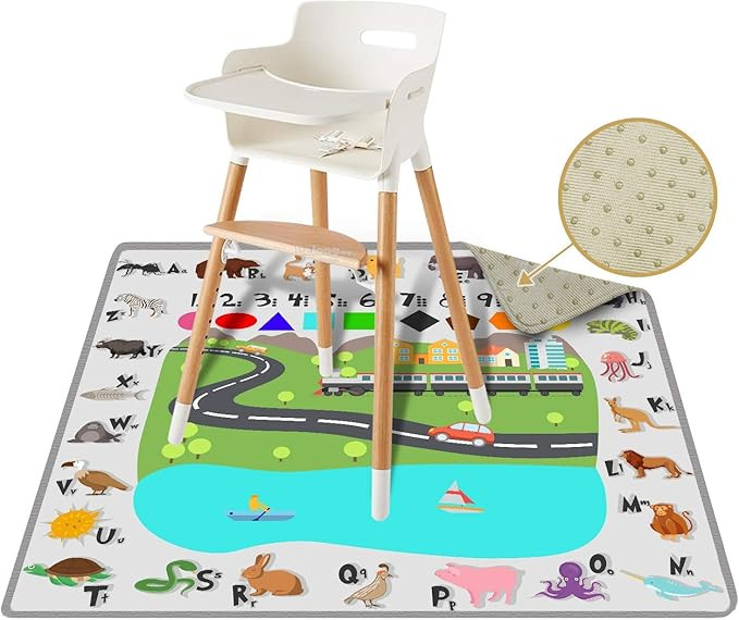 54" XL Splat Mat for Under High Chair- Creative Design for Art Floor Cover, Food Spills for Baby ... | Amazon (US)
