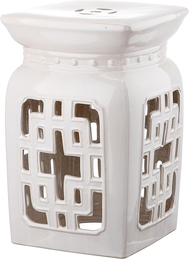 Safavieh Castle Gardens Collection Beijing Filigree Antique White Glazed Ceramic Garden Stool | Amazon (US)