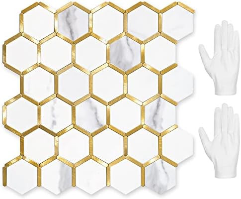 STICKGOO Hexagon Peel and Stick Backsplash Tile, Stick on Backsplash for Kitchen and Bathroom, Wh... | Amazon (US)