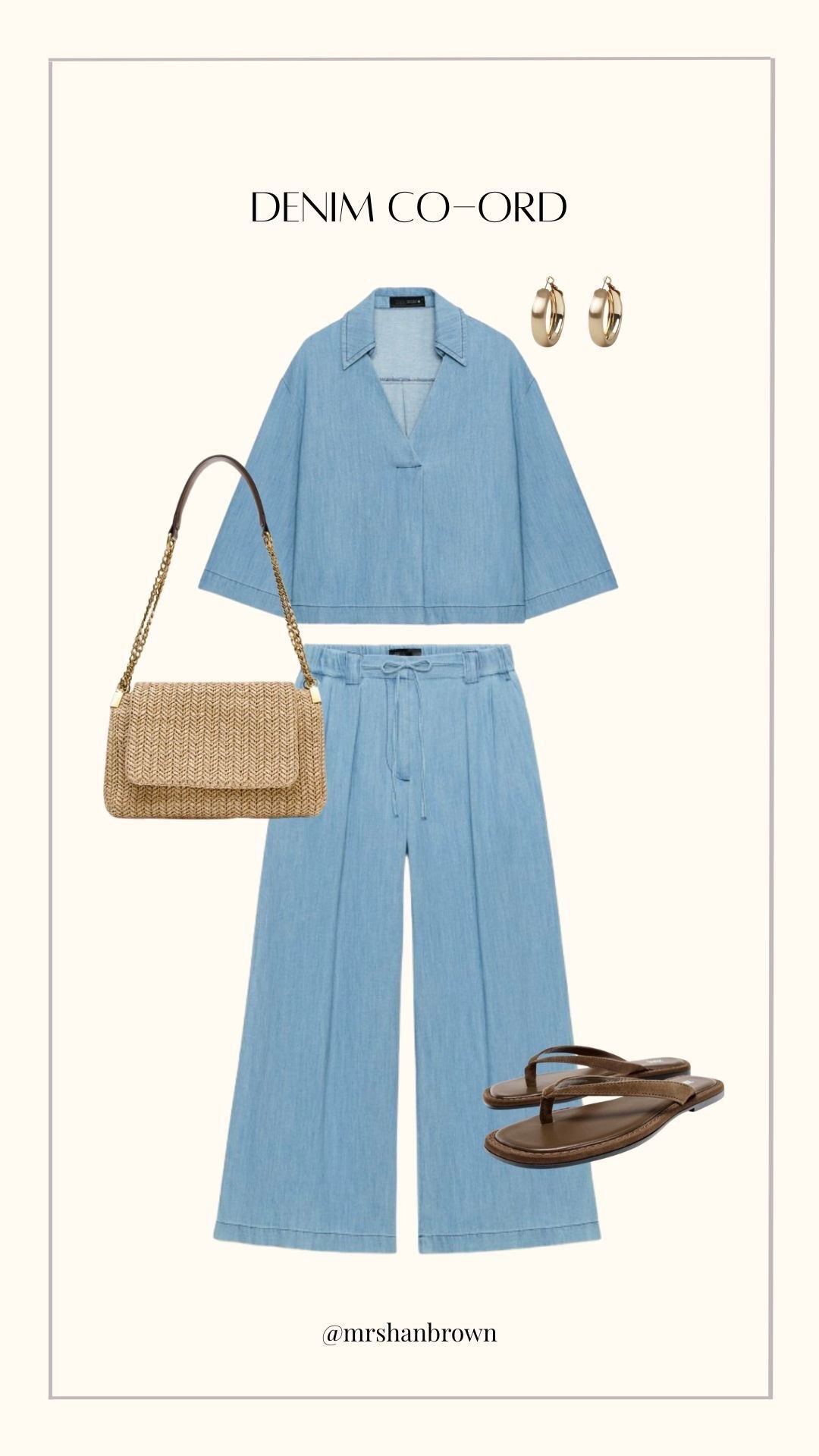 Love love love this!!! So good for spring & this transitional weather 🩵

Denim, Co-ord, matching set, wide leg trousers, spring outfit, raffia bag, tan sandals 

#LTKspring #LTKsummer #LTKuk