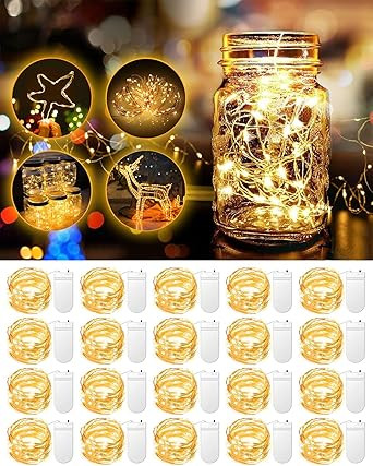 20 Pack Fairy Lights Battery Operated 3.3ft 20 LED Mini String Lights Twinkle Lights Copper Wire ... | Amazon (US)