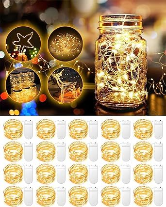 20 Pack Fairy Lights Battery Operated 3.3ft 20 LED Mini String Lights Twinkle Lights Copper Wire ... | Amazon (US)