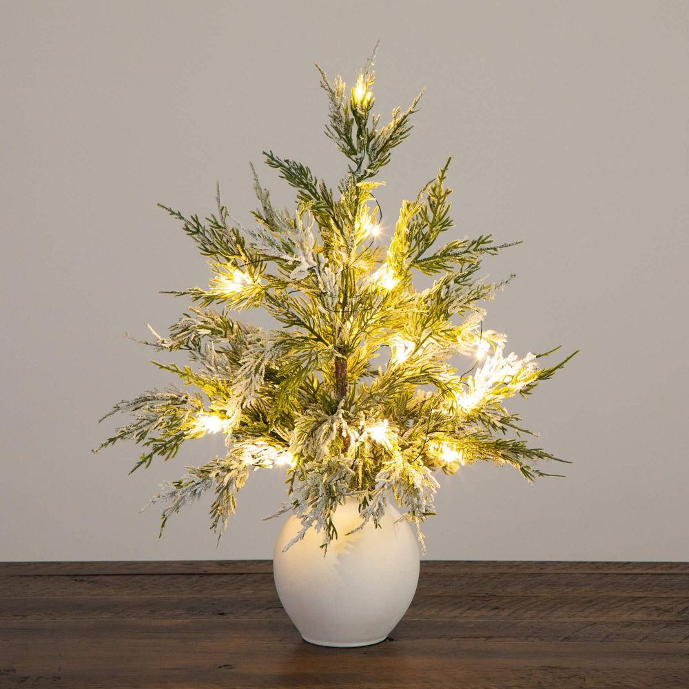 Pre-Lit Faux Snowy Cypress Tree (18") | West Elm (US)