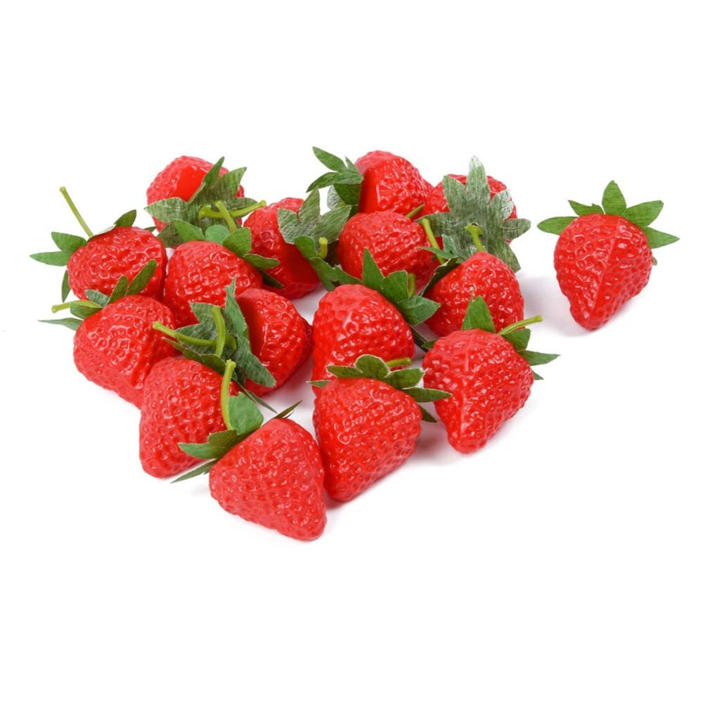 VIDELLY 20 Pieces Artificial Strawberries Fake Strawberries Lifelike Red Realistic Plastic Fruit ... | Amazon (US)