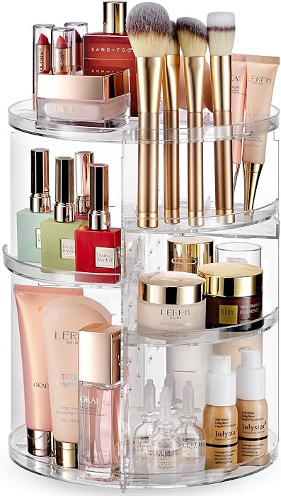 Masirs 360 Rotating Makeup Organizer Countertop - Adjustable Shelf Height - The Perfect Round Spi... | Amazon (US)