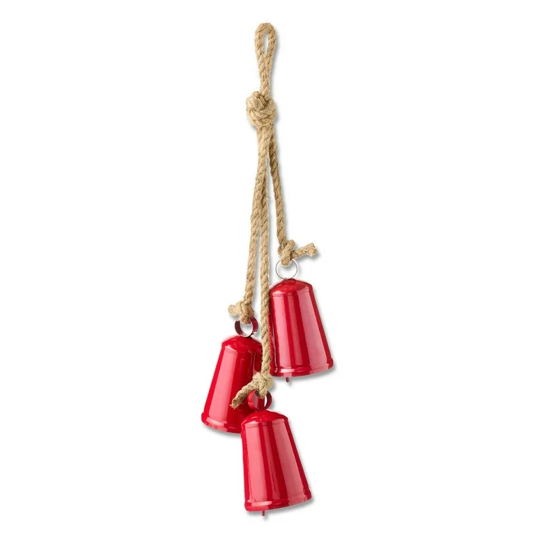 Metal Trio Bells Hanging Christmas Decoration, Red, 22", by Holiday Time | Walmart (US)