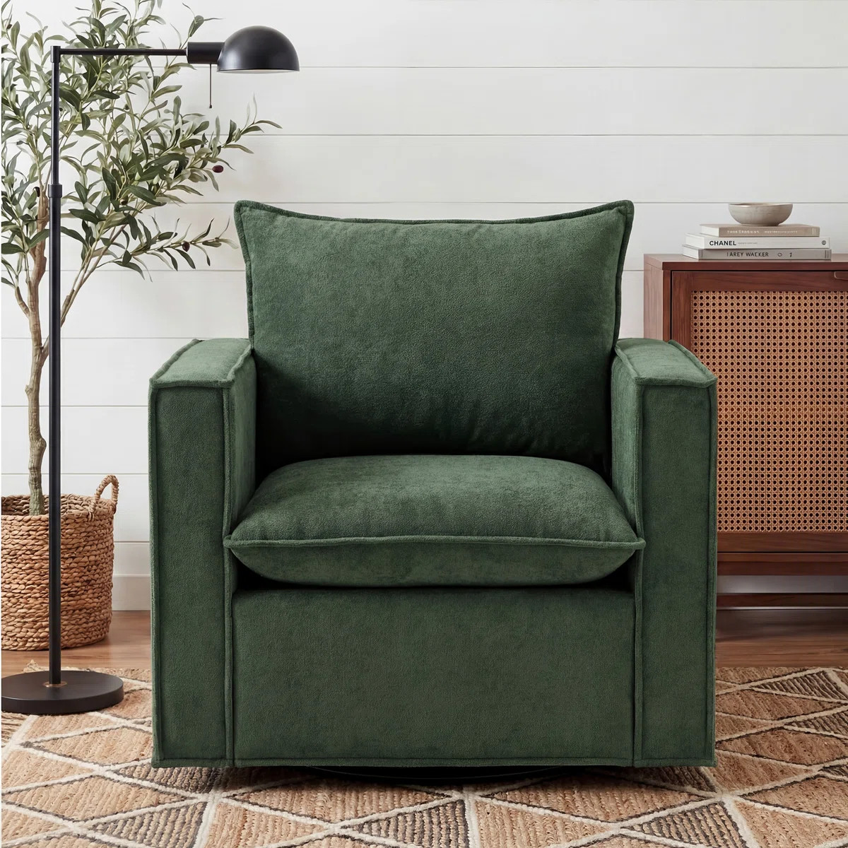 Louretha 34" Wide Fabric Upholstered Swivel Armchair | Wayfair North America