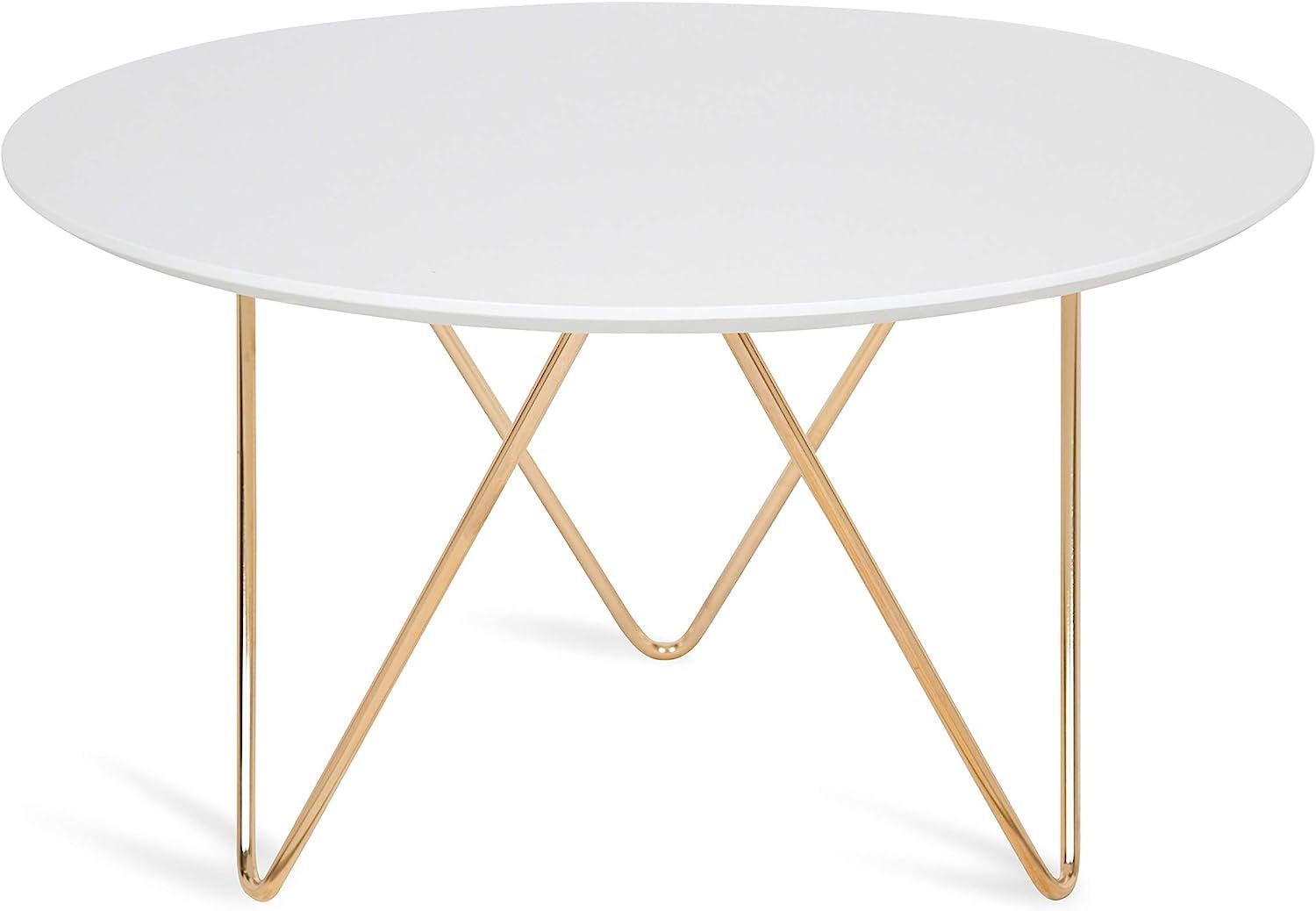 Kate and Laurel Spaulding Round Modern Coffee Table, White and Gold | Amazon (US)