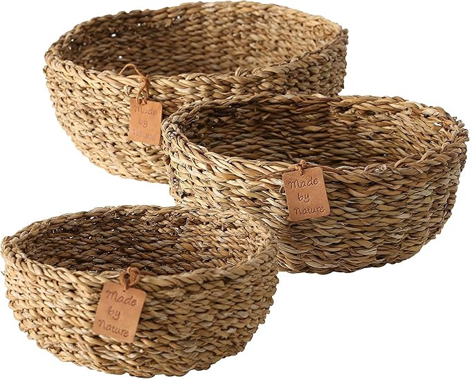 Made by Nature Beach House Bowls, Set of 3, 8, 10 and 12 Inches in Diameter (20, 25, 30 cm) Woven... | Amazon (US)