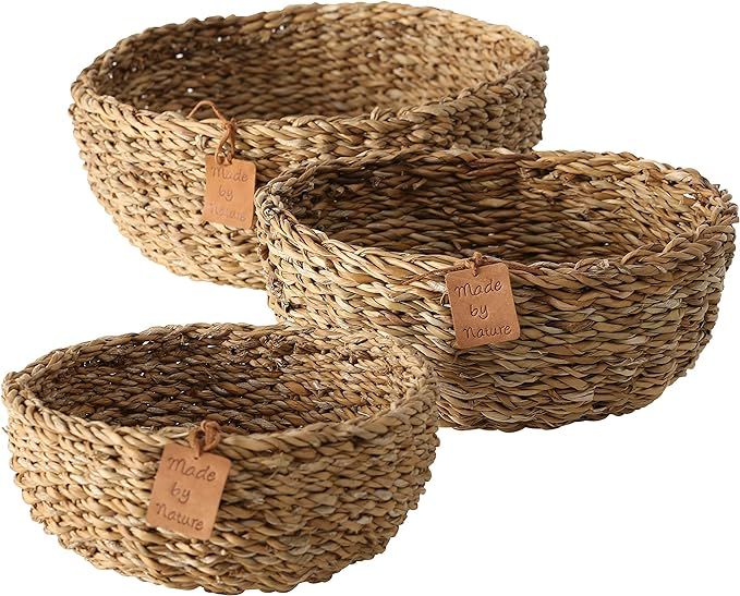 Made by Nature Beach House Bowls, Set of 3, 8, 10 and 12 Inches in Diameter (20, 25, 30 cm) Woven... | Amazon (US)