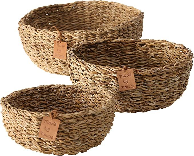 Made by Nature Beach House Bowls, Set of 3, 8, 10 and 12 Inches in Diameter (20, 25, 30 cm) Woven... | Amazon (US)