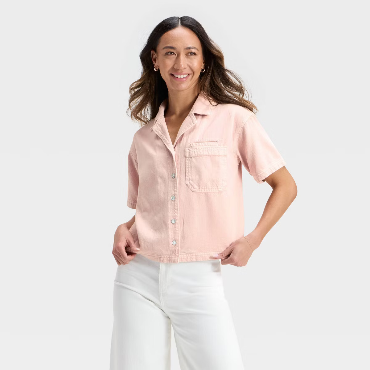 Women's Short Sleeve Button-Down Denim Shirt - Universal Thread™ | Target