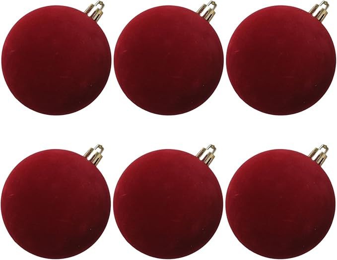 Senjie 4inch Christmas Tree Ornaments Velvet Balls,6pcs Flocked Decoration Balls Ornaments Sets f... | Amazon (US)