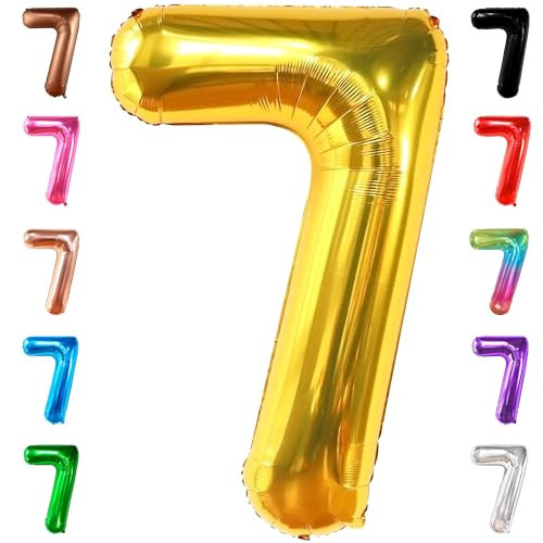 KatchOn, Giant Gold Number 7 Balloon - 40 Inch | 7th Birthday Balloon for 7th Birthday Decorations | 7 Balloons for Birthday | Seven Number | 7 Year Old Balloons for 7 Year Decorations | Amazon (US)