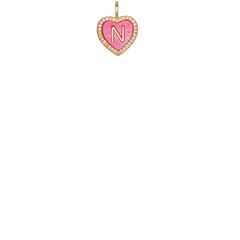 "N" Pink Heart Initial Charm | Sequin