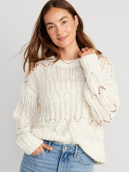 Textured Fringe Pullover Sweater for Women | Old Navy (US)