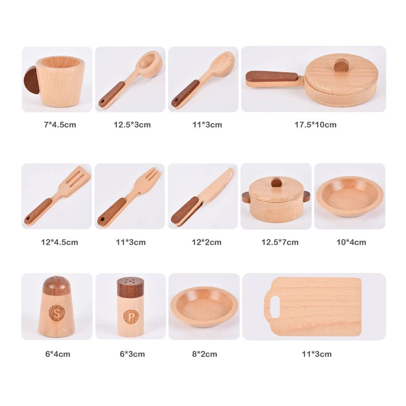 Wood Pots Pans Toy,Wooden Kitchen Set Toy,Montessori Play Kitchen Toys,Toddler kitchen Tool Set,P... | Etsy (US)