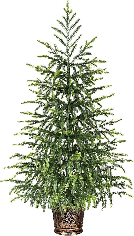 3FT Norfolk Pine Tree with Pot - Christmas Tree with Real Touch PE Branch Tips for Front Porch, K... | Amazon (US)