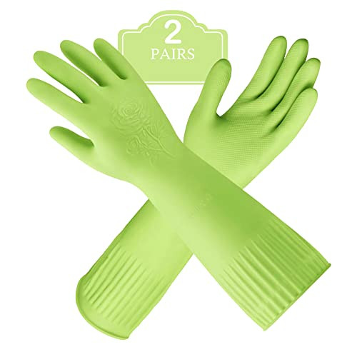 Rubber-Gloves Dishwashing Gloves for Cleaning-Kitchen - 2 Pairs Long Household Cleaning Gloves fo... | Amazon (US)