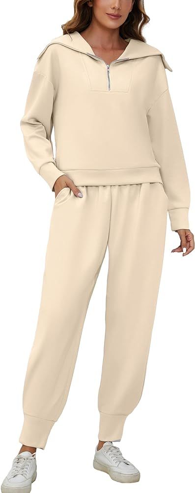 Women 2 Piece Sweatsuits Long Sleeve Lounge Sets Tracksuits Workout Sets 2024 Casual Two Piece Ou... | Amazon (US)