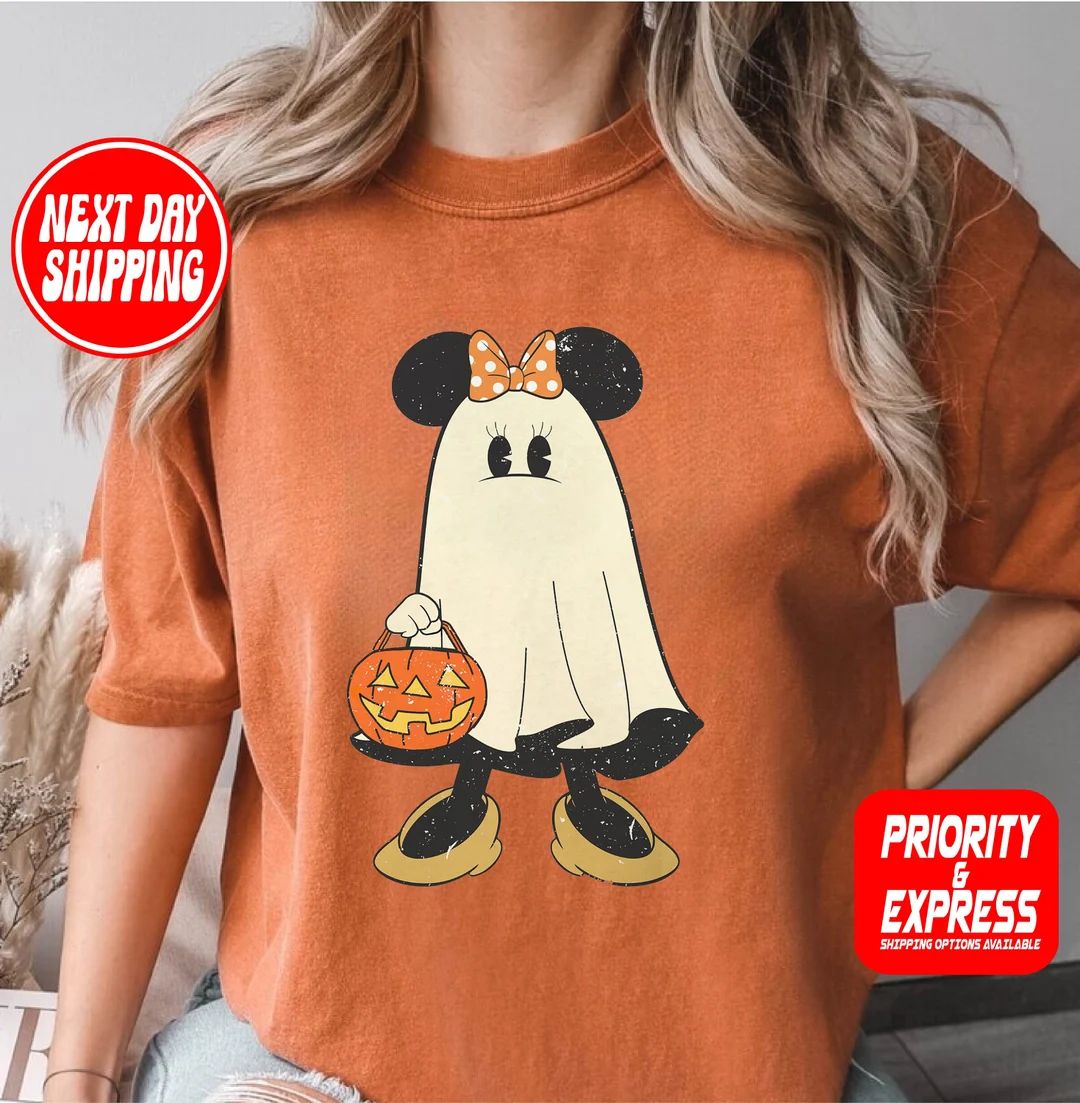 Comfort Colors Minnie Ghost Halloween Tshirt Vintage Minnie - Etsy | Etsy (US)