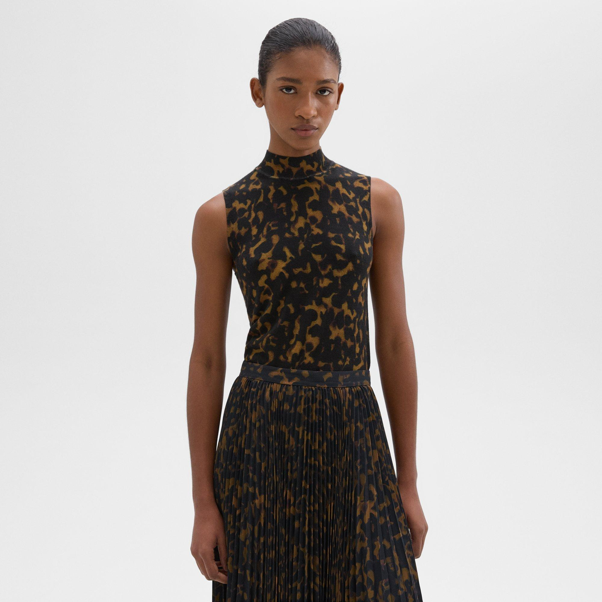 Tortoiseshell Printed Shell in Merino Wool | Theory