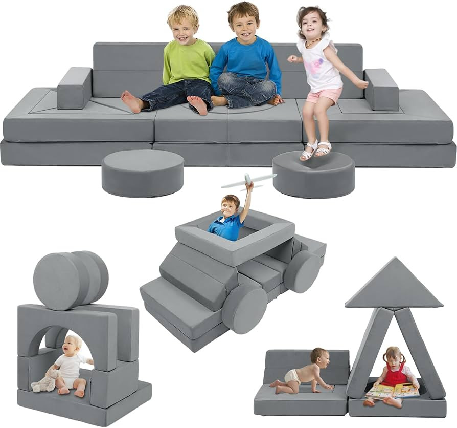 22Pcs Modular Kids Play Couch - Kids Couch for Playroom Bedroom Living Rooms Toddler Sofa for Ins... | Amazon (US)
