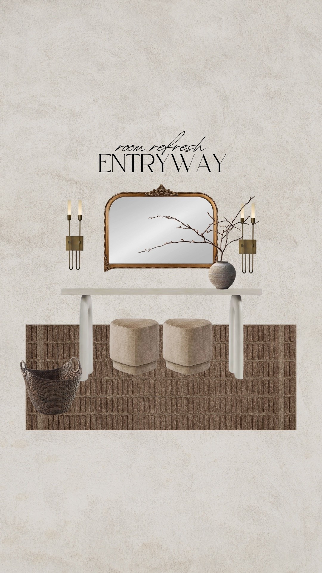 Entryway refresh. Entry way, front door, bronze mirror, gold mirror, Anthropologie dupe, velvet ottoman, brown rug, modern rug, checkered rug, console table, woven basket, laundry basket, storage basket, organic vase, bronze sconce, brass sconce, gold sconce, branches

#LTKSaleAlert #LTKSeasonal #LTKHome

#LTKSaleAlert #LTKHome #LTKSeasonal