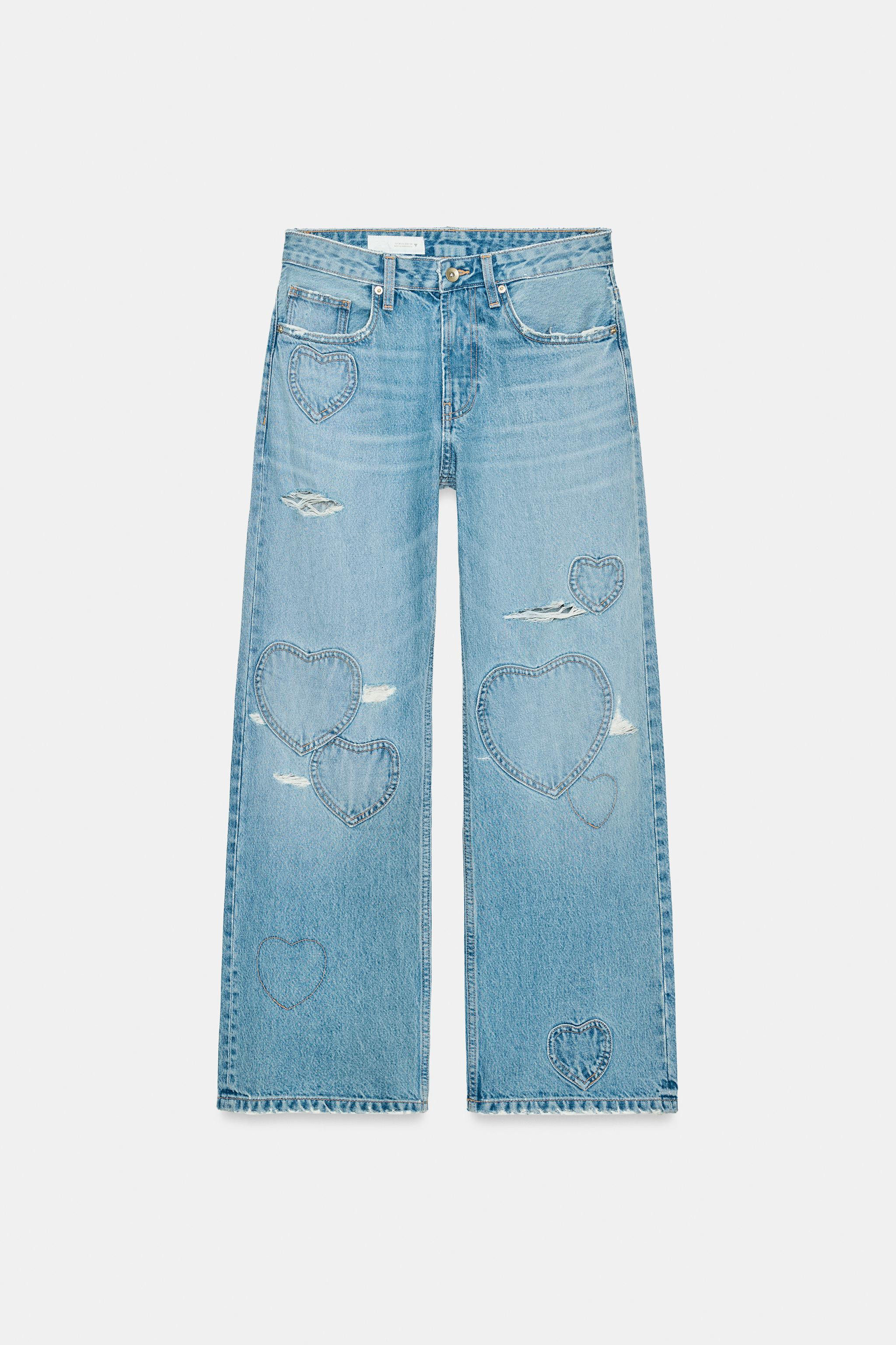 TRF MID-WAIST BOYFRIEND JEANS WITH HEARTS | Zara UK