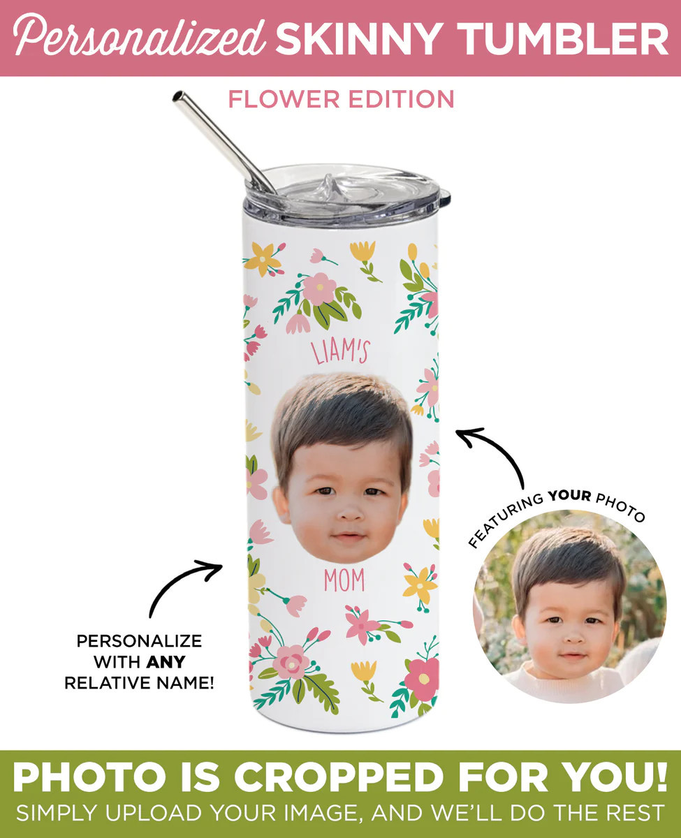 Personalized Flower Skinny Tumbler | Type League Press