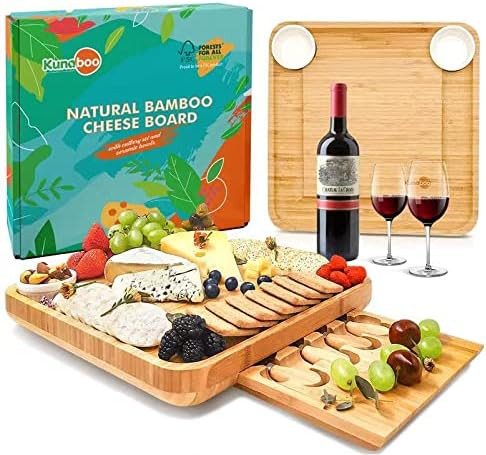 Kunaboo Bamboo charcuterie Board Set - FSC Certified - Cheese Board with Knife Set - Best for Wed... | Amazon (US)