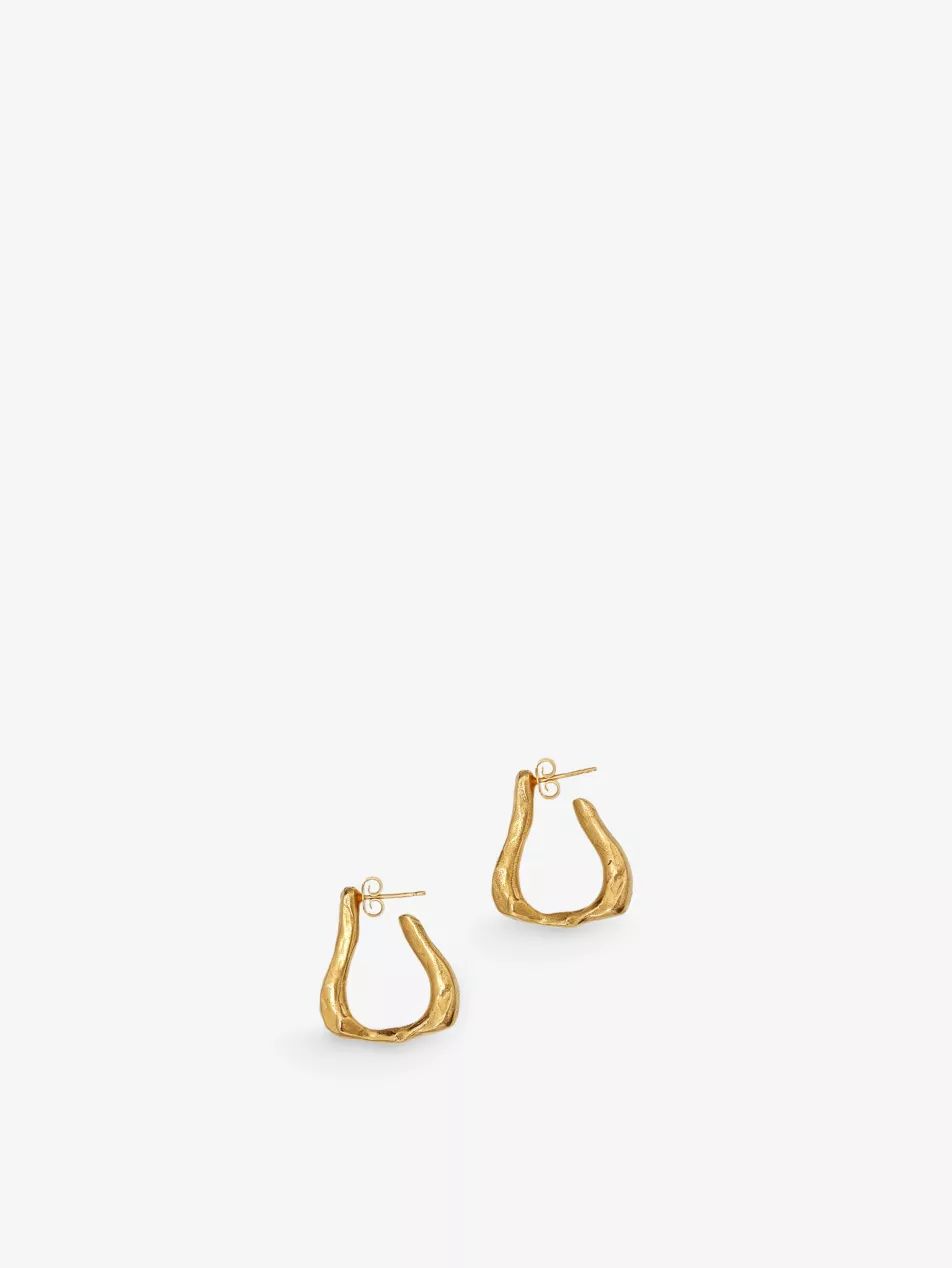 The Link of Wanderlust 24ct yellow gold-plated bronze hoop earrings | Selfridges