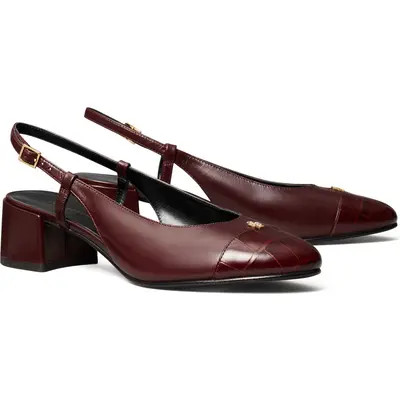 Tory Burch Slingback Cap Toe Pump in Deep Burgundy /Deep Burgundy at Nordstrom, Size 11 | Nordstrom