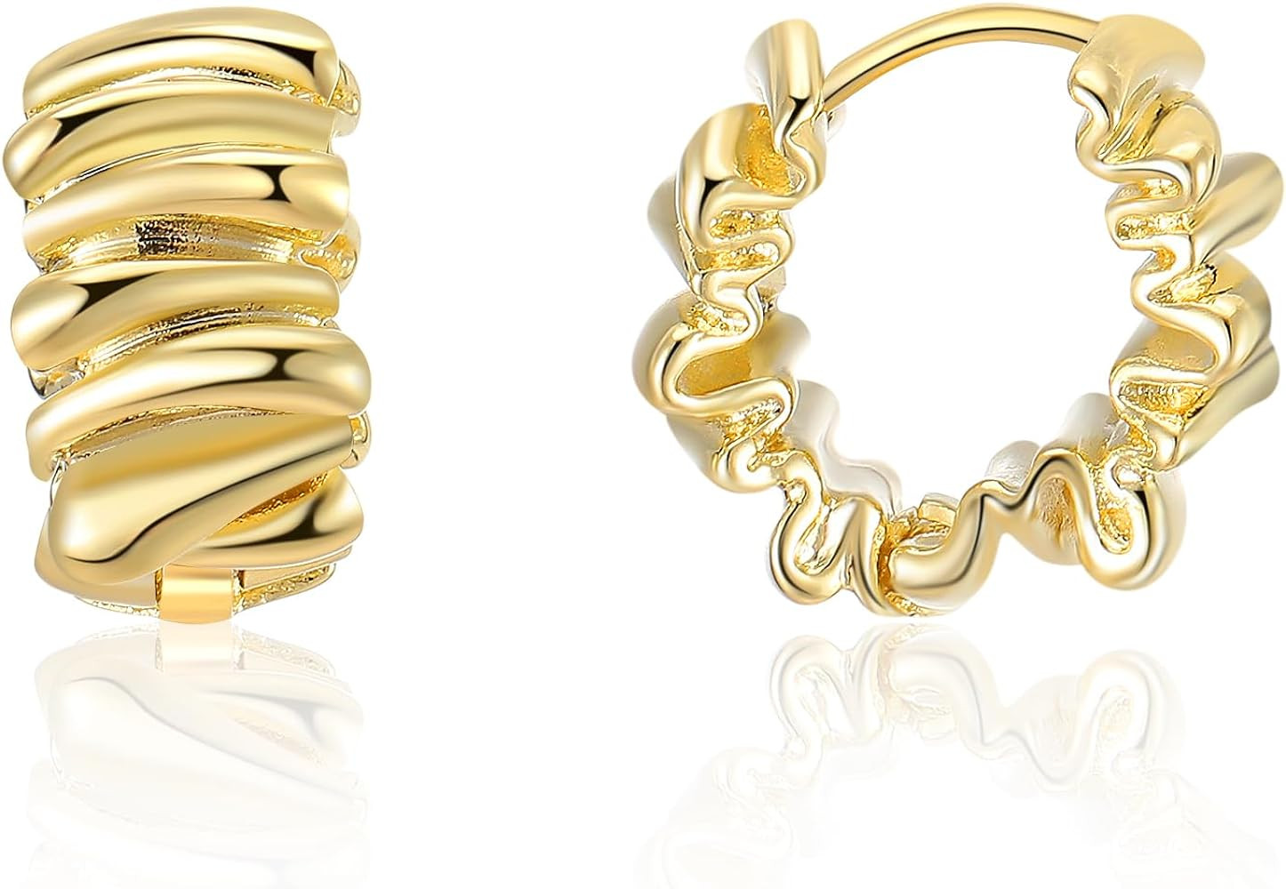 Aprilery 14K Gold Plated Hoop Earrings for Women, Trendy Cubic Zirconia Twisted Rope Chunky Gold ... | Amazon (US)