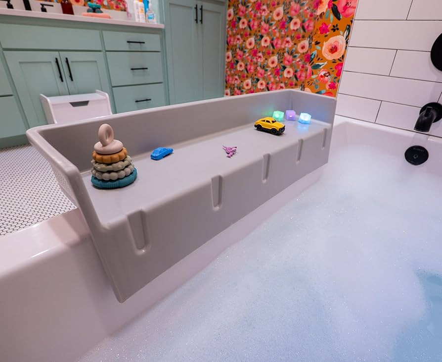 Tub Topper® Bathtub Splash Guard & Bath Shelf for Kids – Toddler Bath Tray, Bath Toys Storage ... | Amazon (US)