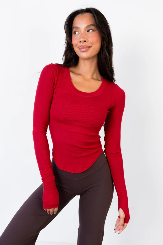 Vitality Essential Rib Scoop Top - Crimson | Vitality