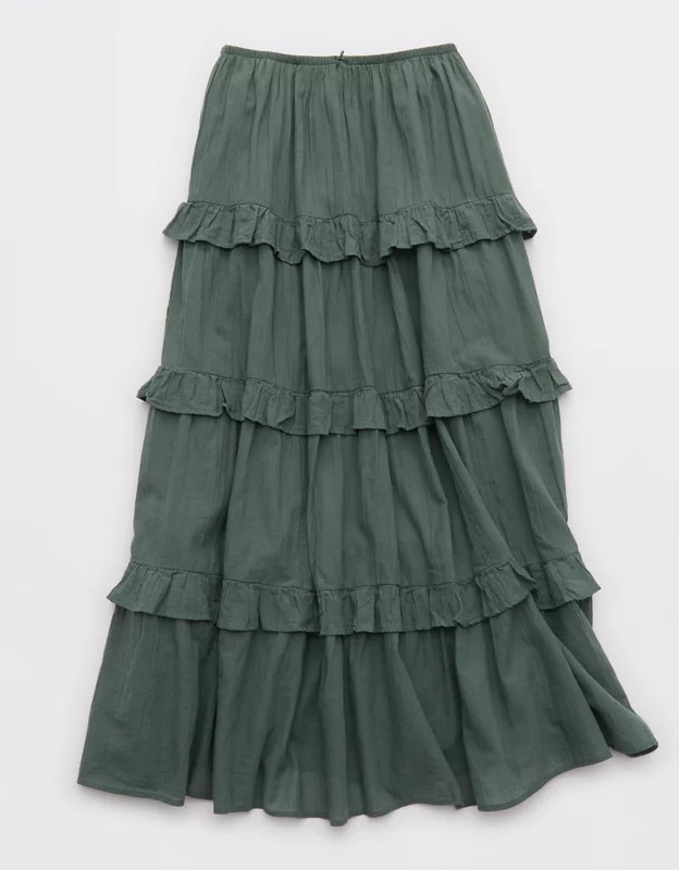 Aerie Ready To Ruffle Tiered Midaxi Skirt | Aerie