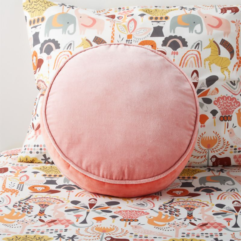 Harriet Round Pink Velvet Kids Throw Pillow + Reviews | Crate & Kids | Crate & Barrel